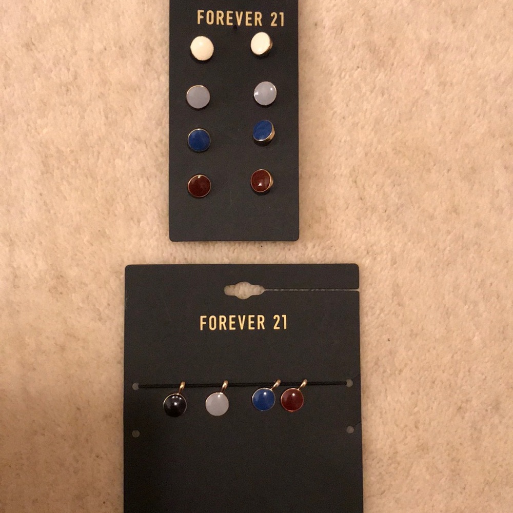 Button earrings and changeable charm necklace